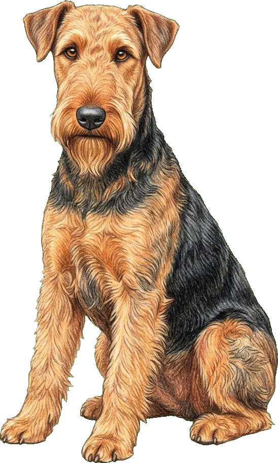 Coloured-pencil illustration of the Airedale Terrier