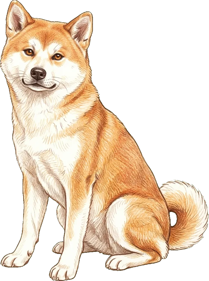 Coloured-pencil illustration of the Akita