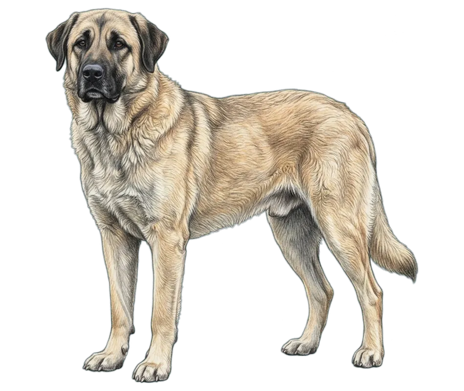 Coloured-pencil illustration of the Anatolian Shepherd Dog
