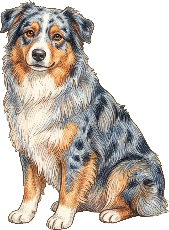 Coloured-pencil illustration of the Australian Shepherd