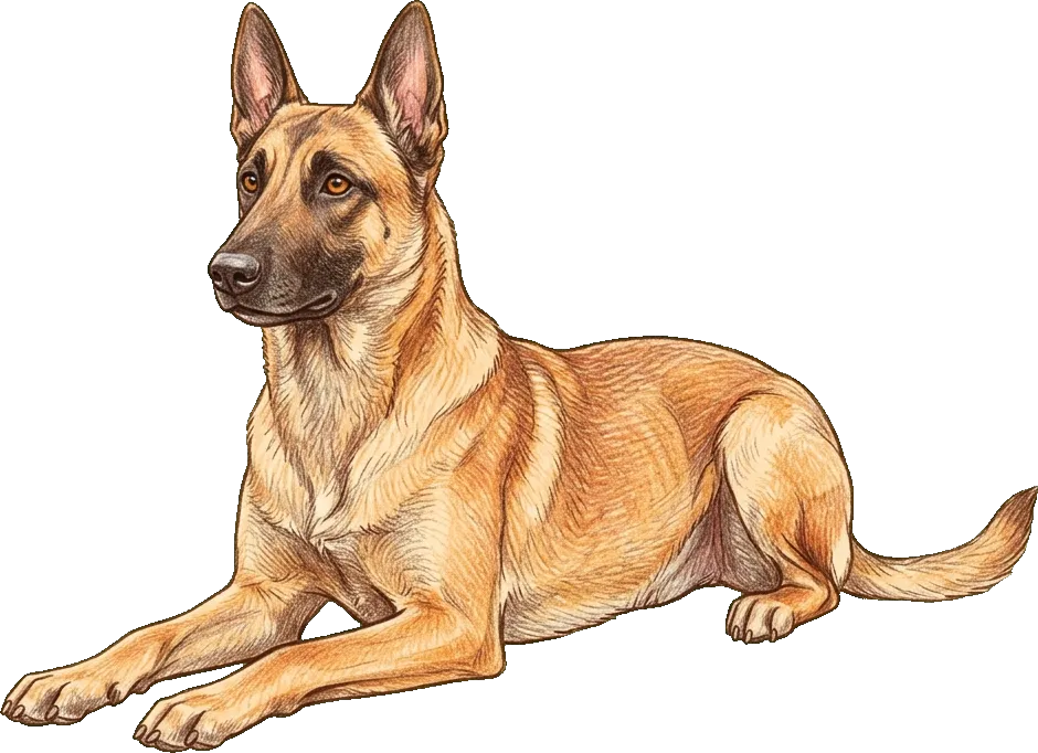 Coloured-pencil illustration of the Belgian Malinois