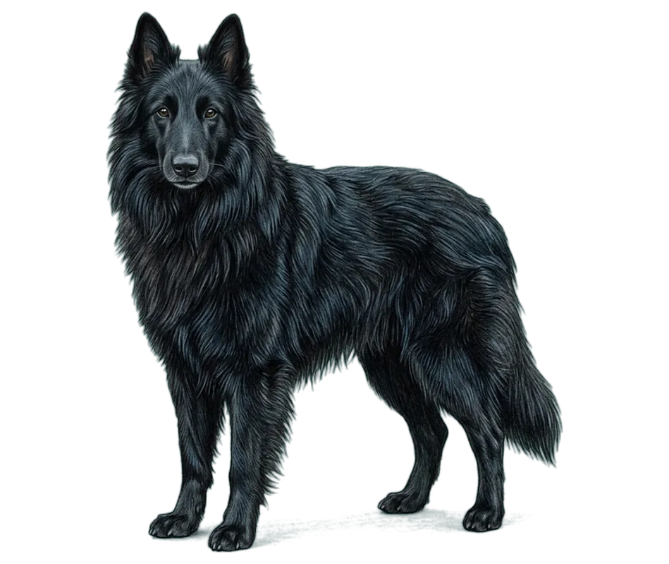 Coloured-pencil illustration of the Belgian Sheepdog