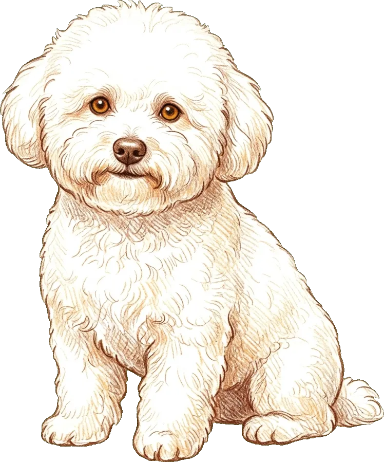 Coloured-pencil illustration of the Bichon Frise