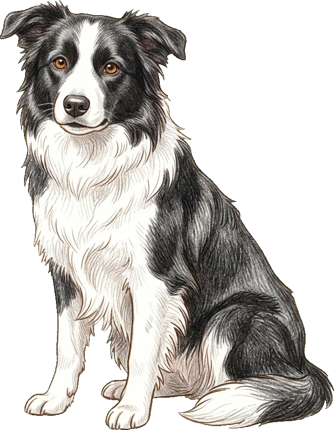 Coloured-pencil illustration of the Border Collie