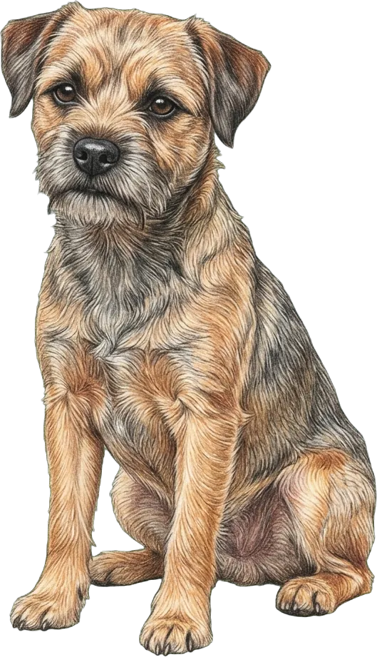 Coloured-pencil illustration of the Border Terrier