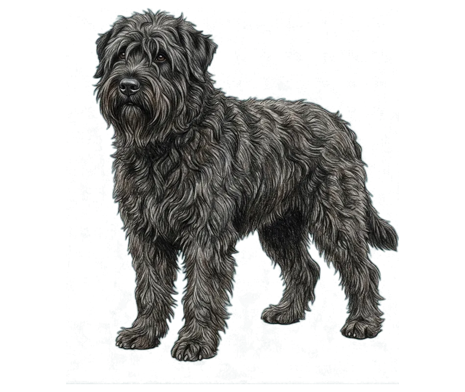 Coloured-pencil illustration of the Bouvier des Flandres