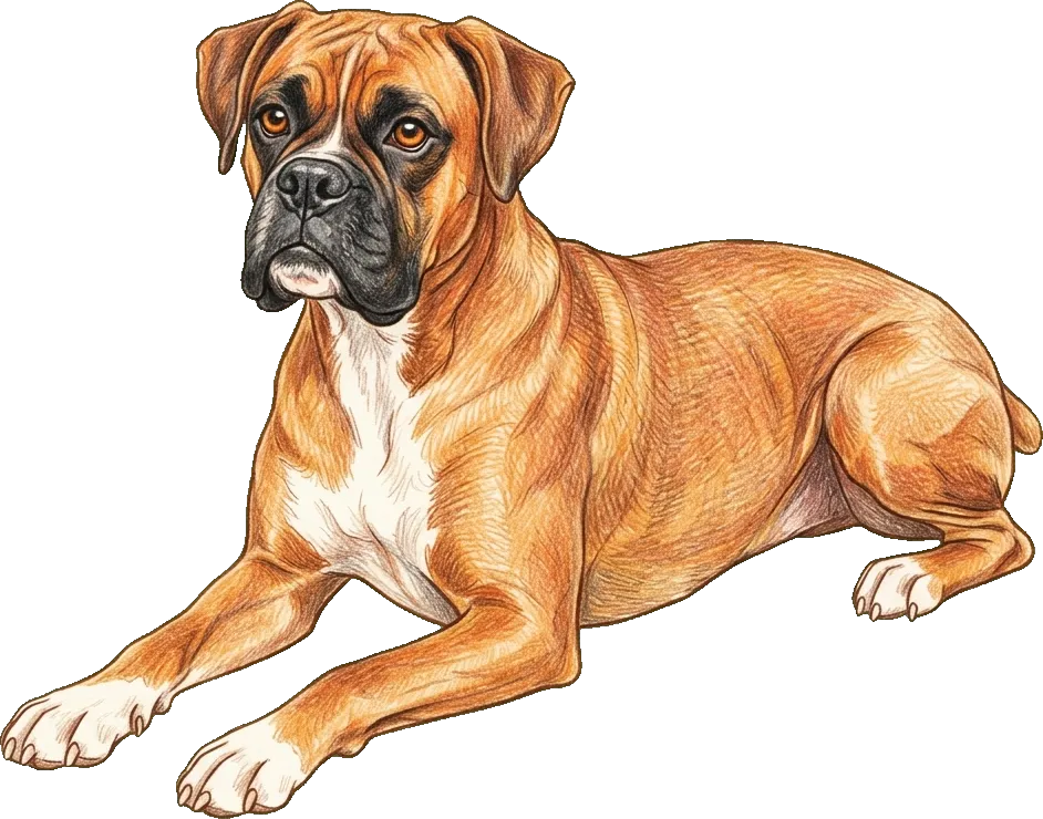 Coloured-pencil illustration of the Boxer