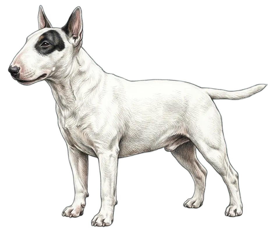 Coloured-pencil illustration of the Bull Terrier