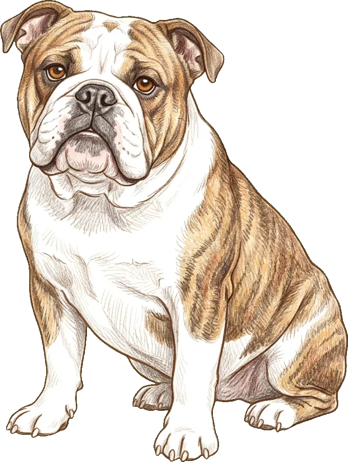 Coloured-pencil illustration of the Bulldog