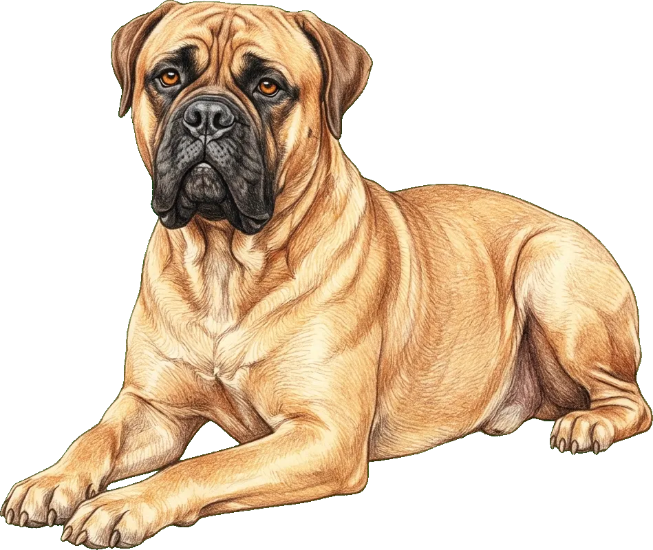 Coloured-pencil illustration of the Bullmastiff