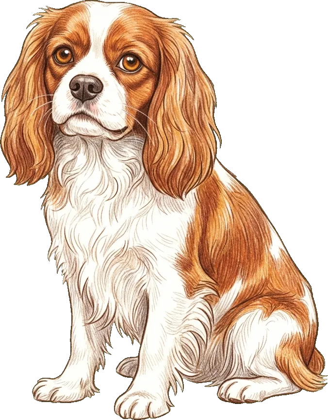 Coloured-pencil illustration of the Cavalier King Charles Spaniel