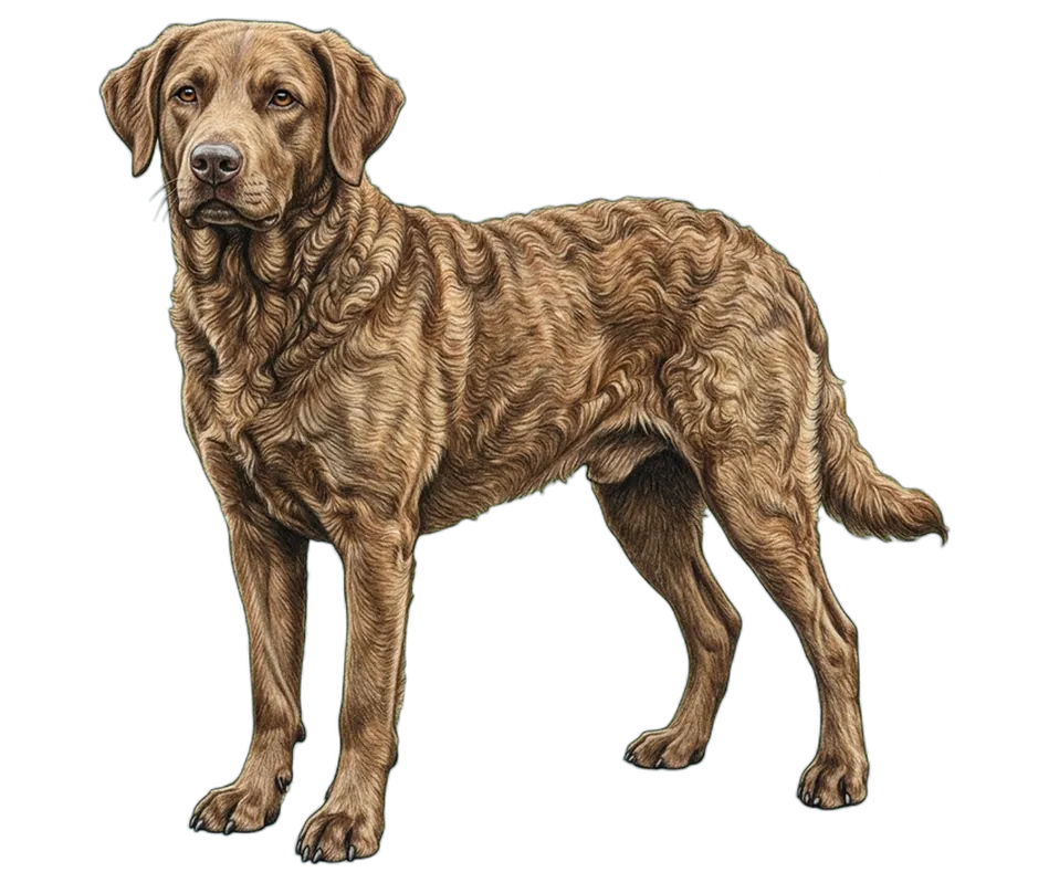 Coloured-pencil illustration of the Chesapeake Bay Retriever