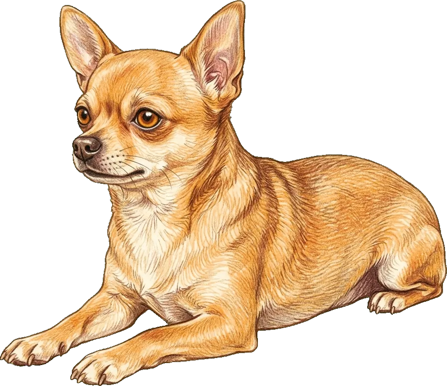 Coloured-pencil illustration of the Chihuahua
