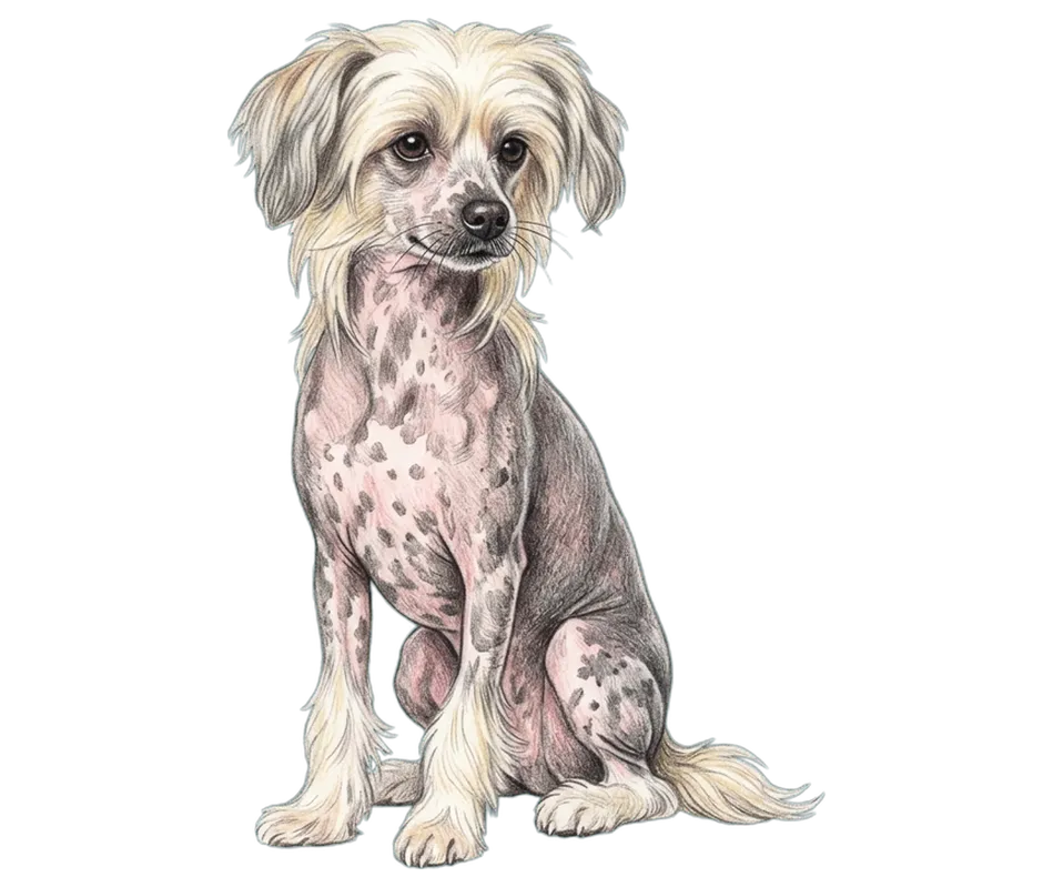 Coloured-pencil illustration of the Chinese Crested