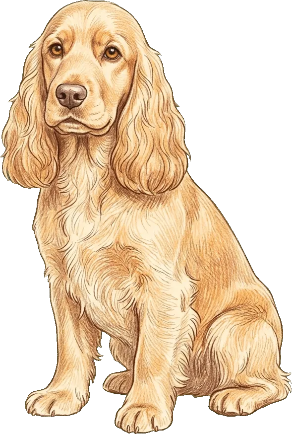 Coloured-pencil illustration of the Cocker Spaniel
