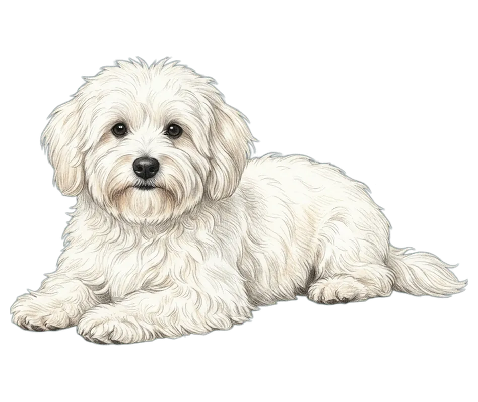 Coloured-pencil illustration of the Coton de Tulear