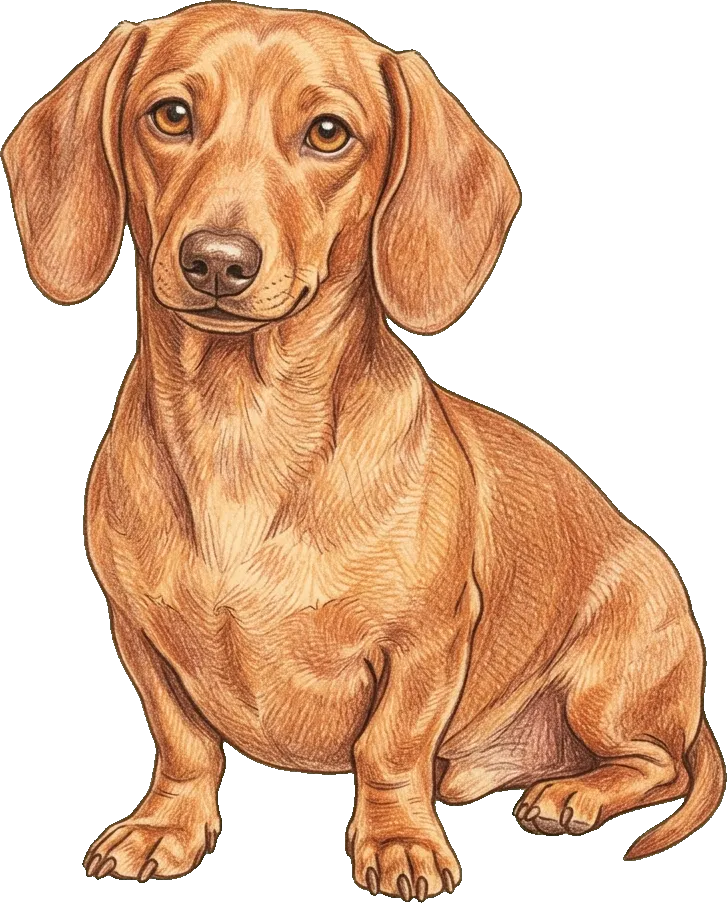 Coloured-pencil illustration of the Dachshund