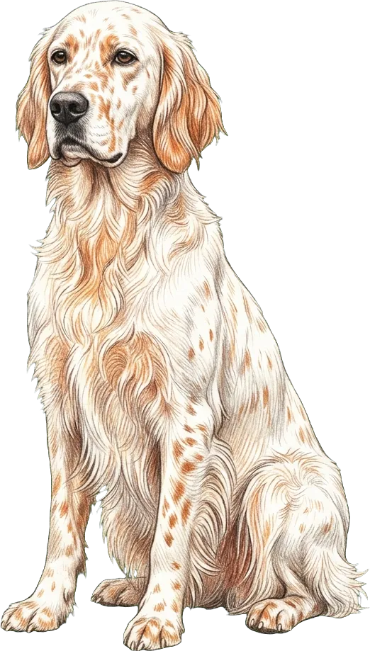 Coloured-pencil illustration of the English Setter
