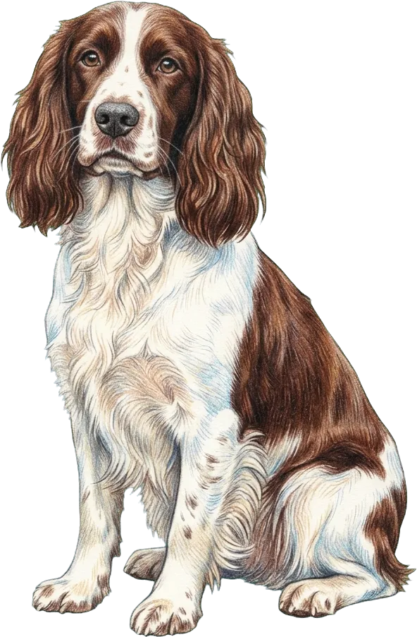 Coloured-pencil illustration of the English Springer Spaniel