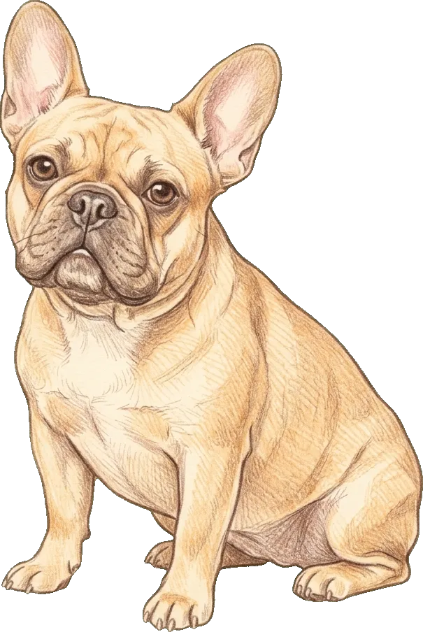 Coloured-pencil illustration of the French Bulldog