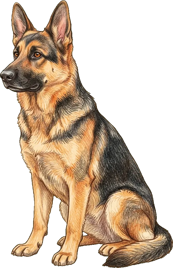 Coloured-pencil illustration of the German Shepherd