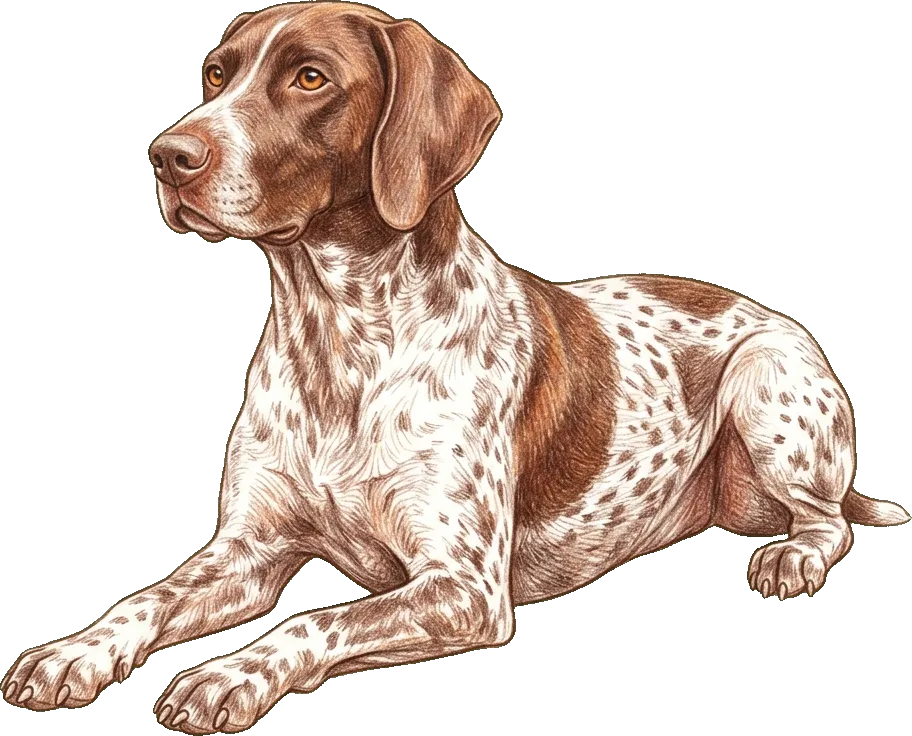 Coloured-pencil illustration of the German Shorthaired Pointer