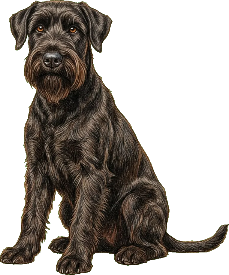 Coloured-pencil illustration of the Giant Schnauzer