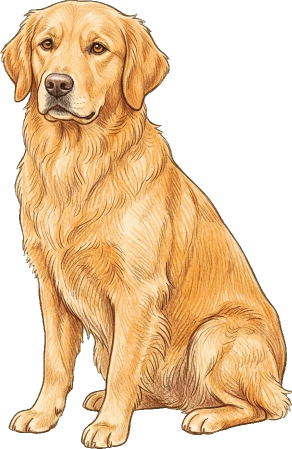 Coloured-pencil illustration of the Golden Retriever
