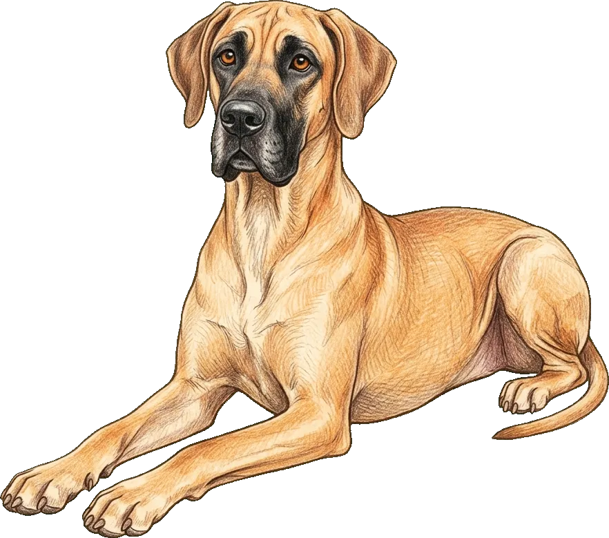 Coloured-pencil illustration of the Great Dane