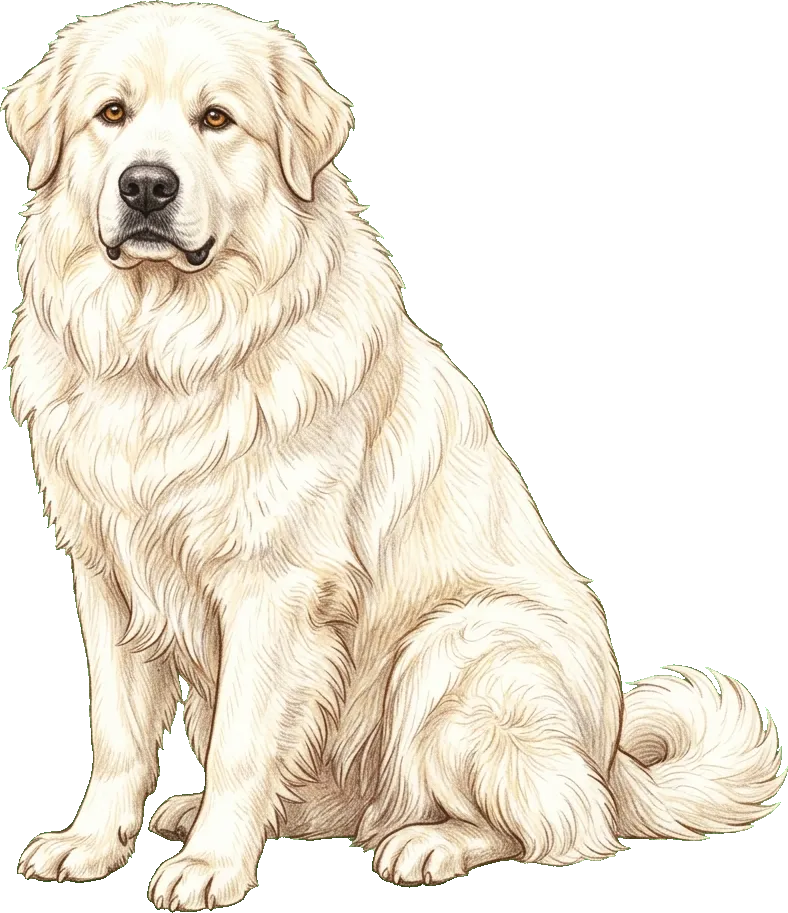 Coloured-pencil illustration of the Great Pyrenees