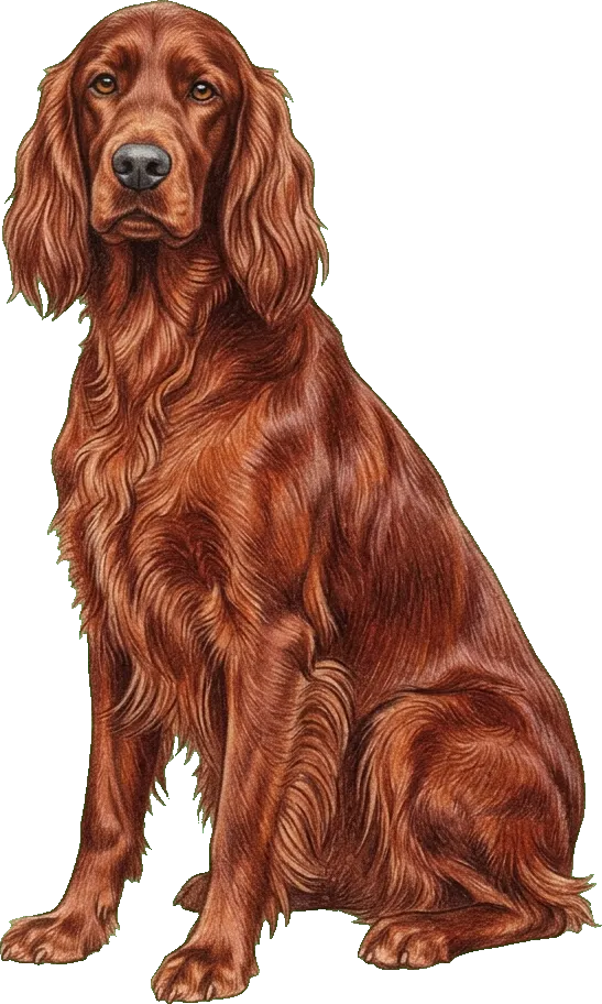 Coloured-pencil illustration of the Irish Setter