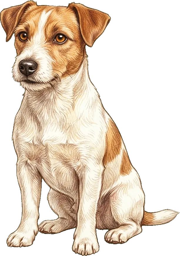 Coloured-pencil illustration of the Jack Russell Terrier