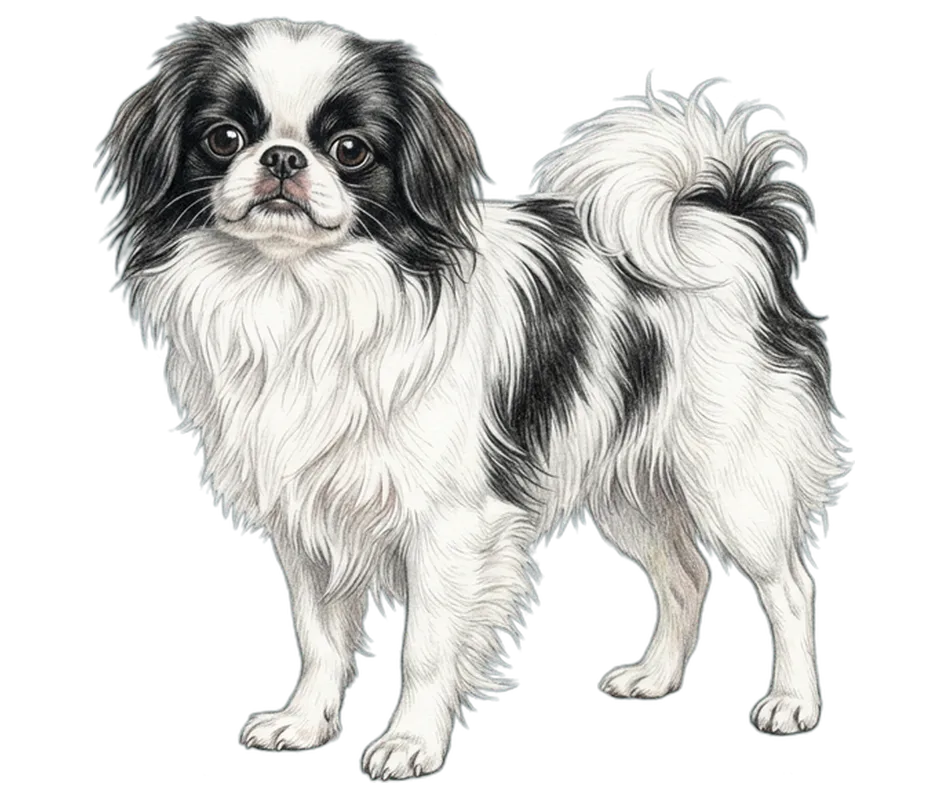 Coloured-pencil illustration of the Japanese Chin
