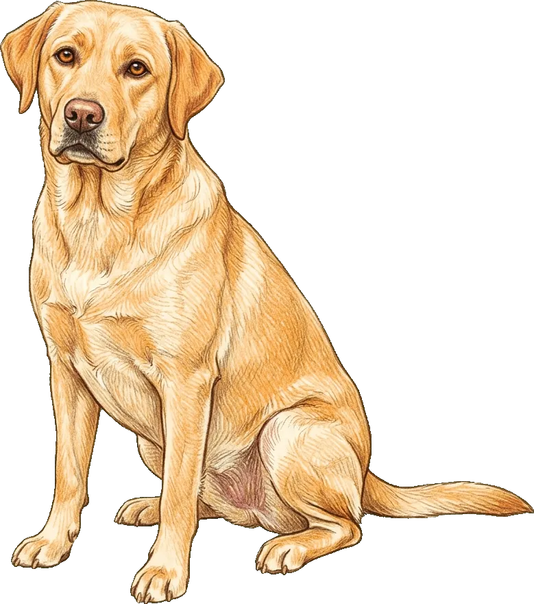 Coloured-pencil illustration of the Labrador Retriever