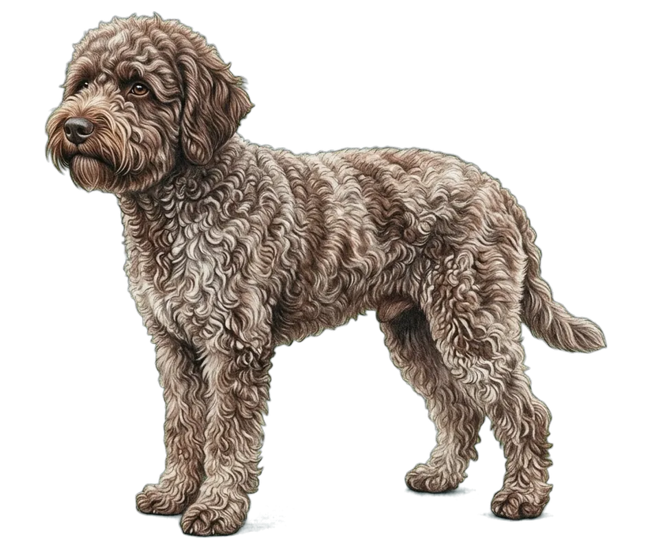 Coloured-pencil illustration of the Lagotto Romagnolo
