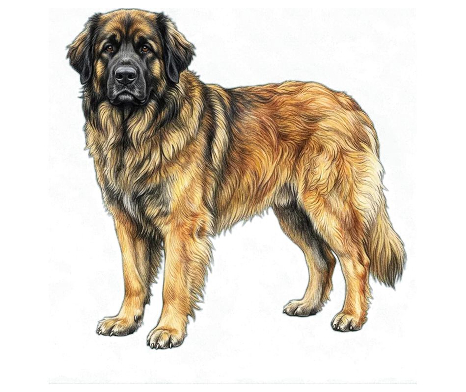 Coloured-pencil illustration of the Leonberger