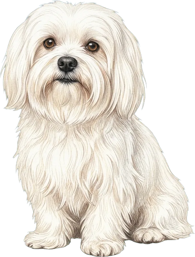 Coloured-pencil illustration of the Maltese