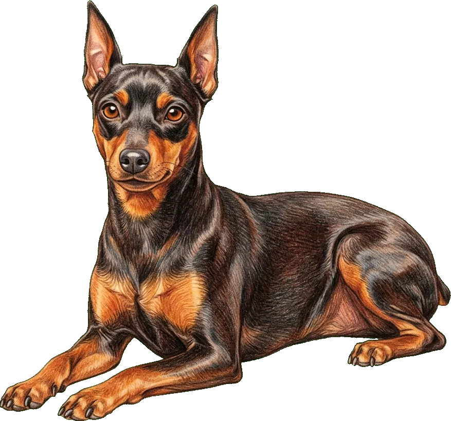 Coloured-pencil illustration of the Miniature Pinscher
