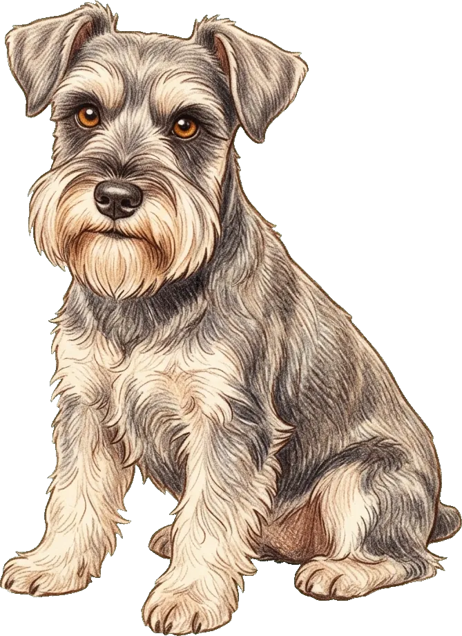 Coloured-pencil illustration of the Miniature Schnauzer