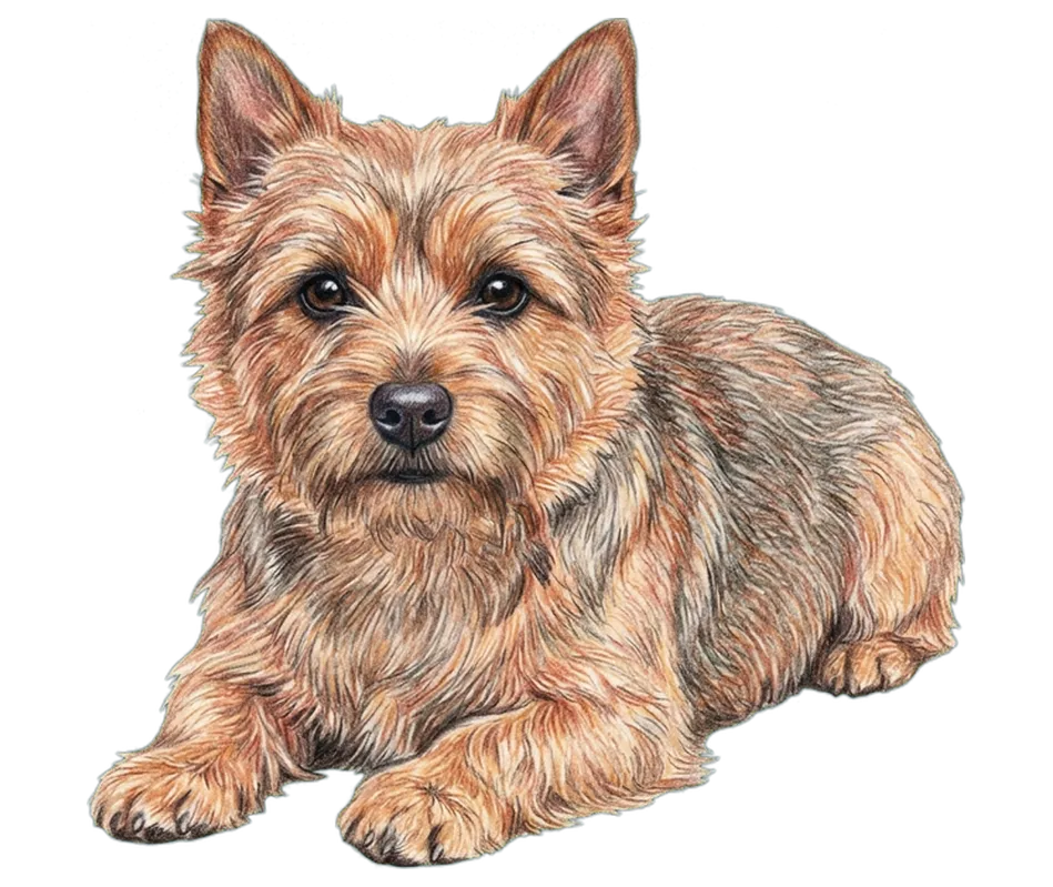 Coloured-pencil illustration of the Norwich Terrier