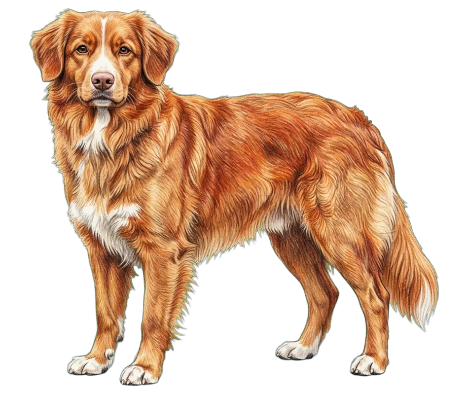 Coloured-pencil illustration of the Nova Scotia Duck Tolling Retriever