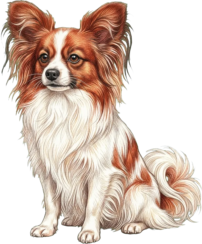 Coloured-pencil illustration of the Papillon