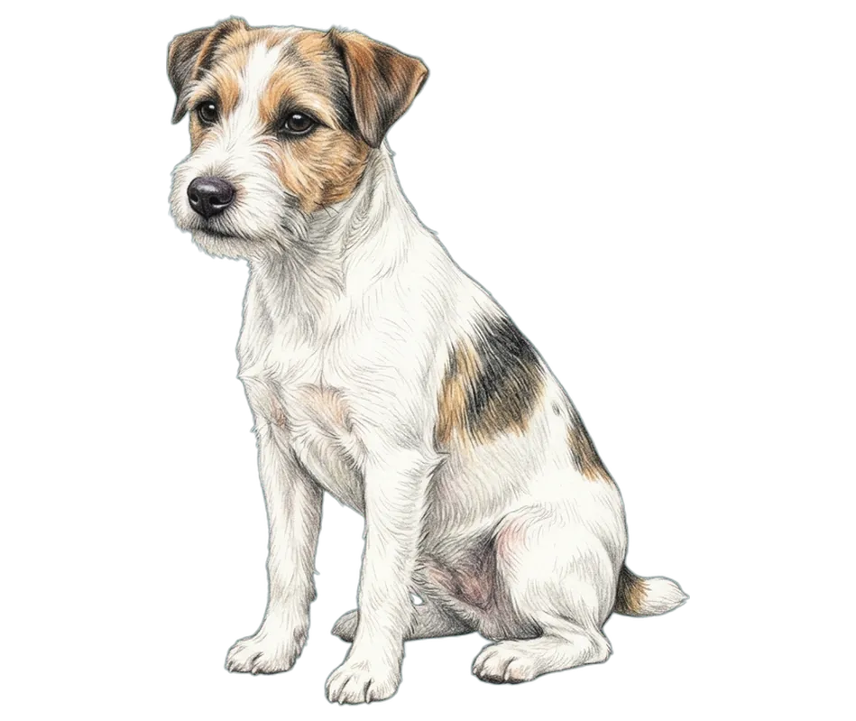 Coloured-pencil illustration of the Parson Russell Terrier