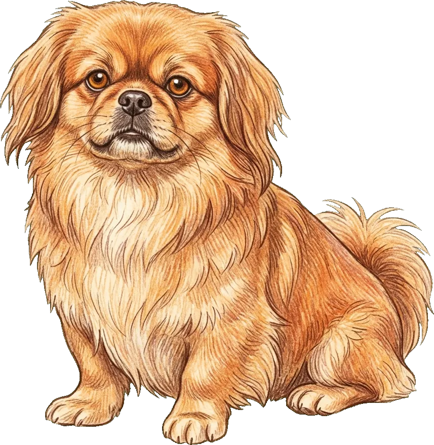 Coloured-pencil illustration of the Pekingese