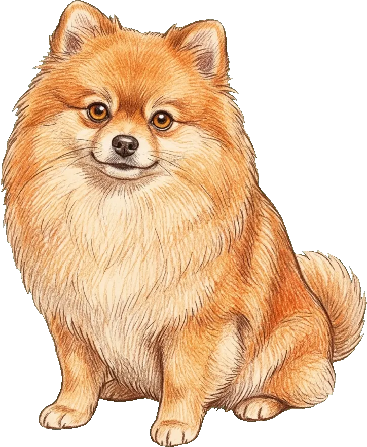 Coloured-pencil illustration of the Pomeranian