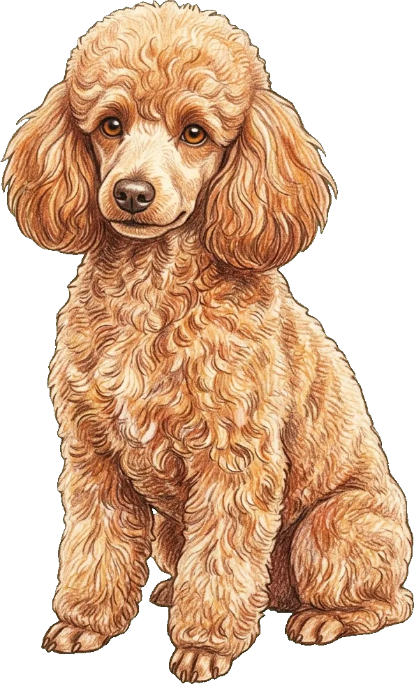 Coloured-pencil illustration of the Poodle
