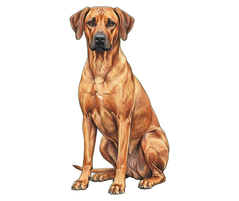 Coloured-pencil illustration of the Rhodesian Ridgeback