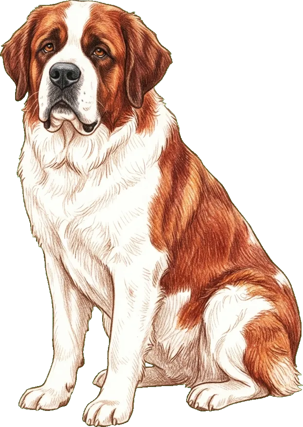 Coloured-pencil illustration of the Saint Bernard