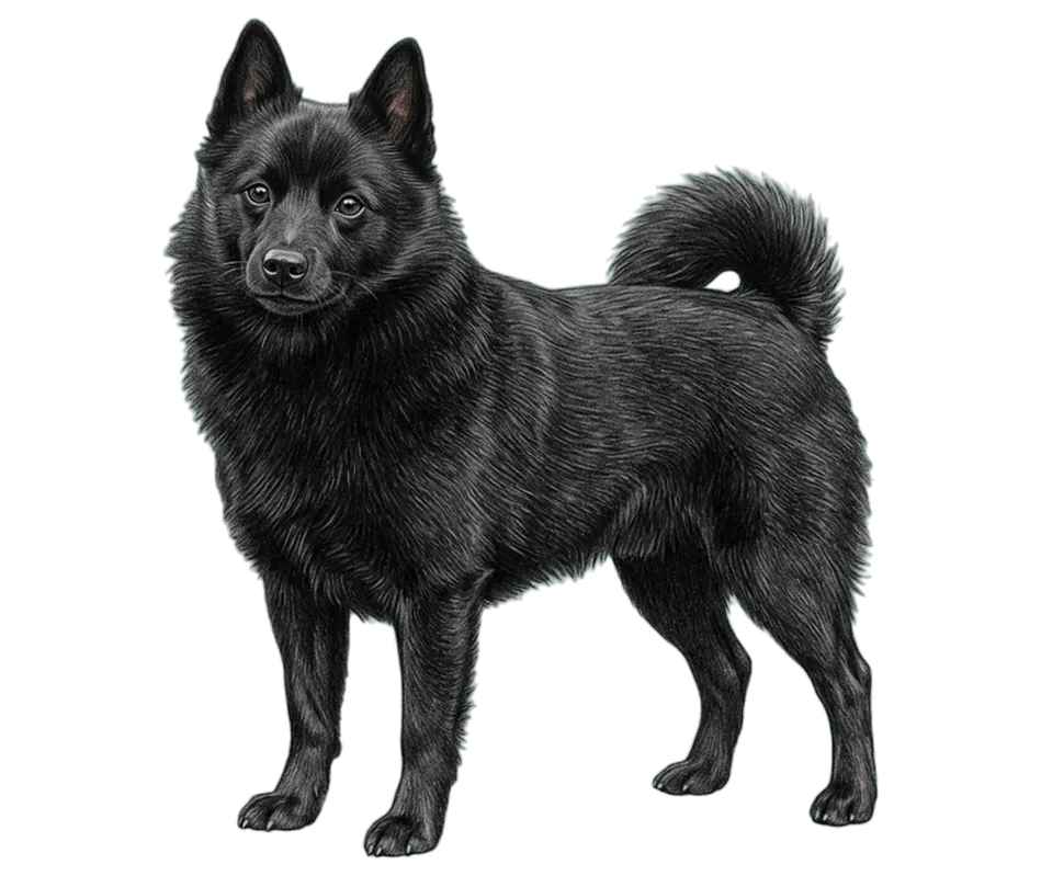 Coloured-pencil illustration of the Schipperke