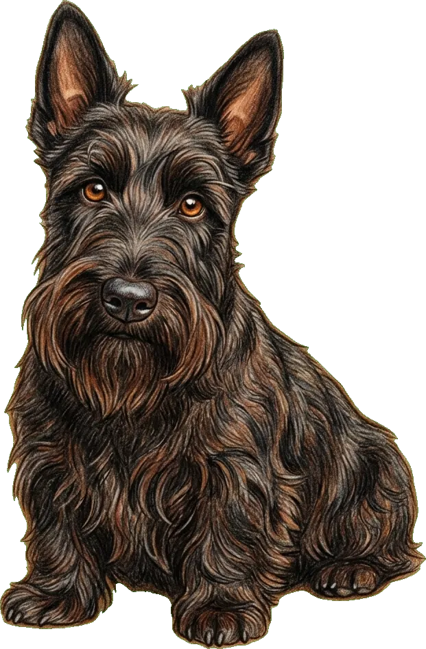 Coloured-pencil illustration of the Scottish Terrier
